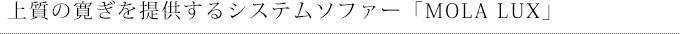 上質の寛ぎを提供するシステムソファー「MOLA LUX」