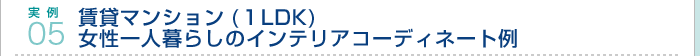 実例05.賃貸マンション(１LDK)　女性一人暮らしのインテリアコーディネート例